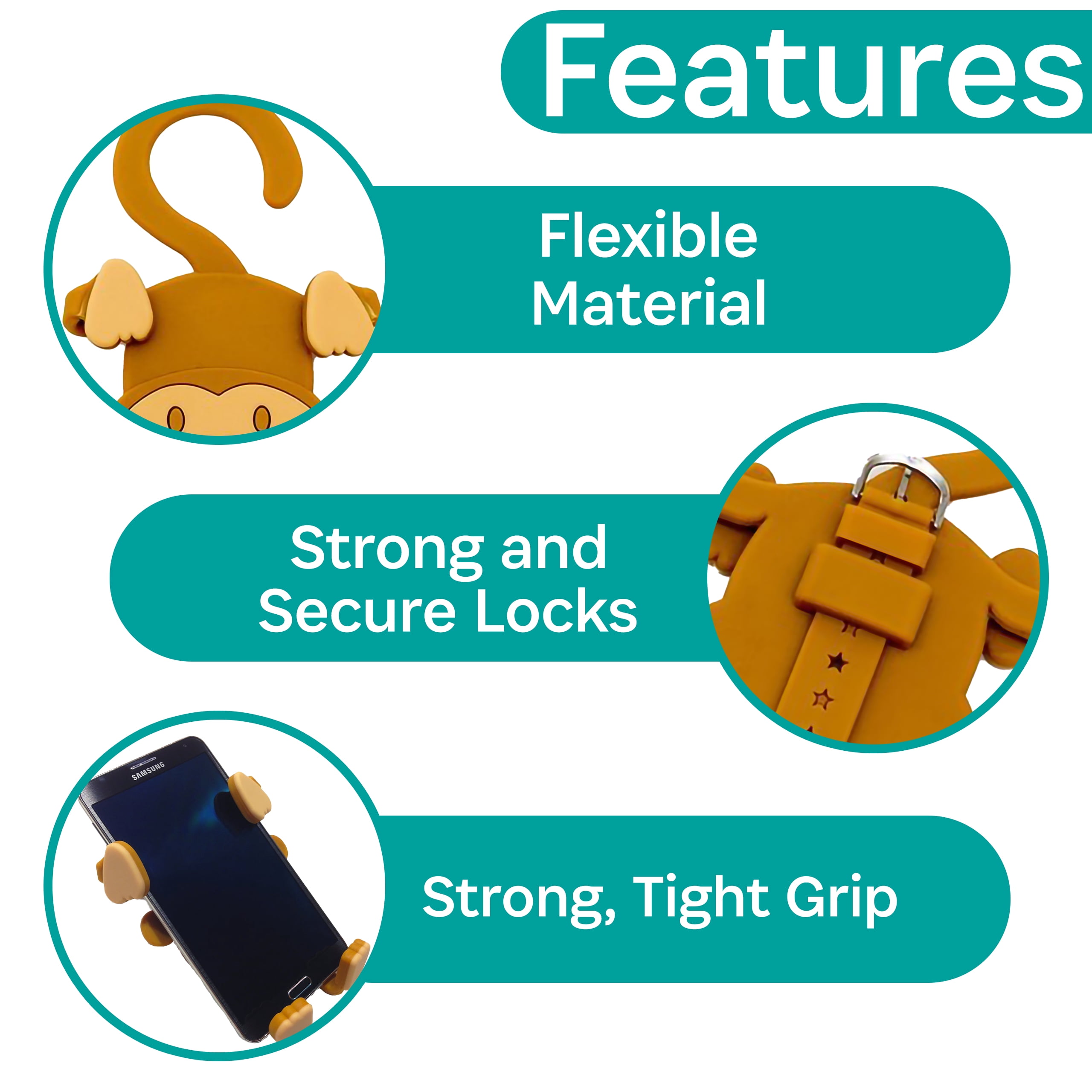 BuggyGear Grippy Smart Phone Holder for stroller - Monkey