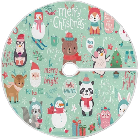FMSHPON Christmas Xmas Christmas Tree Skirt Stand Mat for Holiday Party Decoration Indoor Outdoor 48 inches