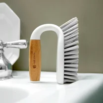 Full Circle Tough Stuff All-Purpose Household Scrub Brush - Recycled Plastic & Bamboo - White