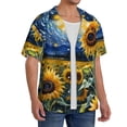 thumbnail image 2 of Sikiie Starry Sky Sunflower Men's Wrinkle Free Untucked Cuban Shirt Business Casual Button Down Shirts Short Sleeve Shirt4X-Large, 2 of 5