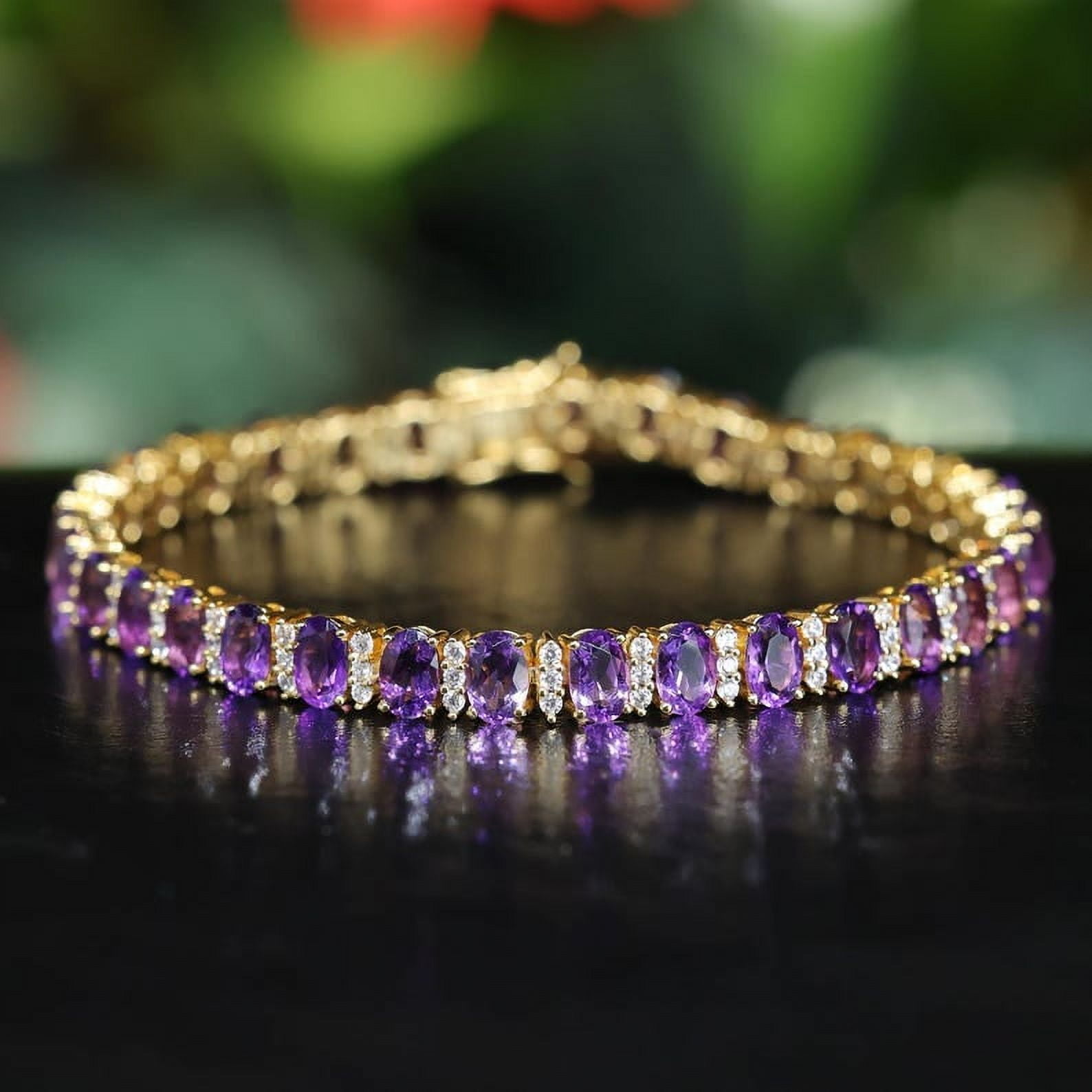 women Oval Amethyst tennis Bracelet Gold Plated Wedding Bracelet Gift For Her valentine