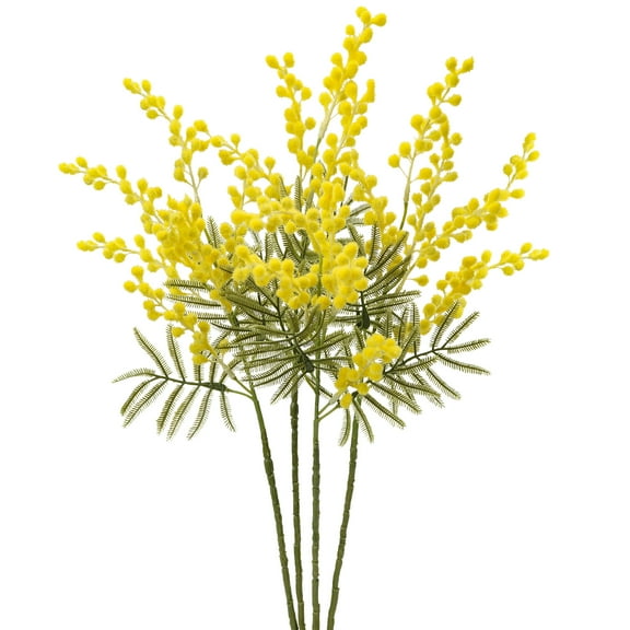 Briful 4pcs Artificial Yellow Flowers Acacia 22.8" Mimosa Flowers Spring Flower Fake Easter Flowers Long Stems for Wedding Home Decor Yellow Mimosa Spray Flora Pick Arrangement