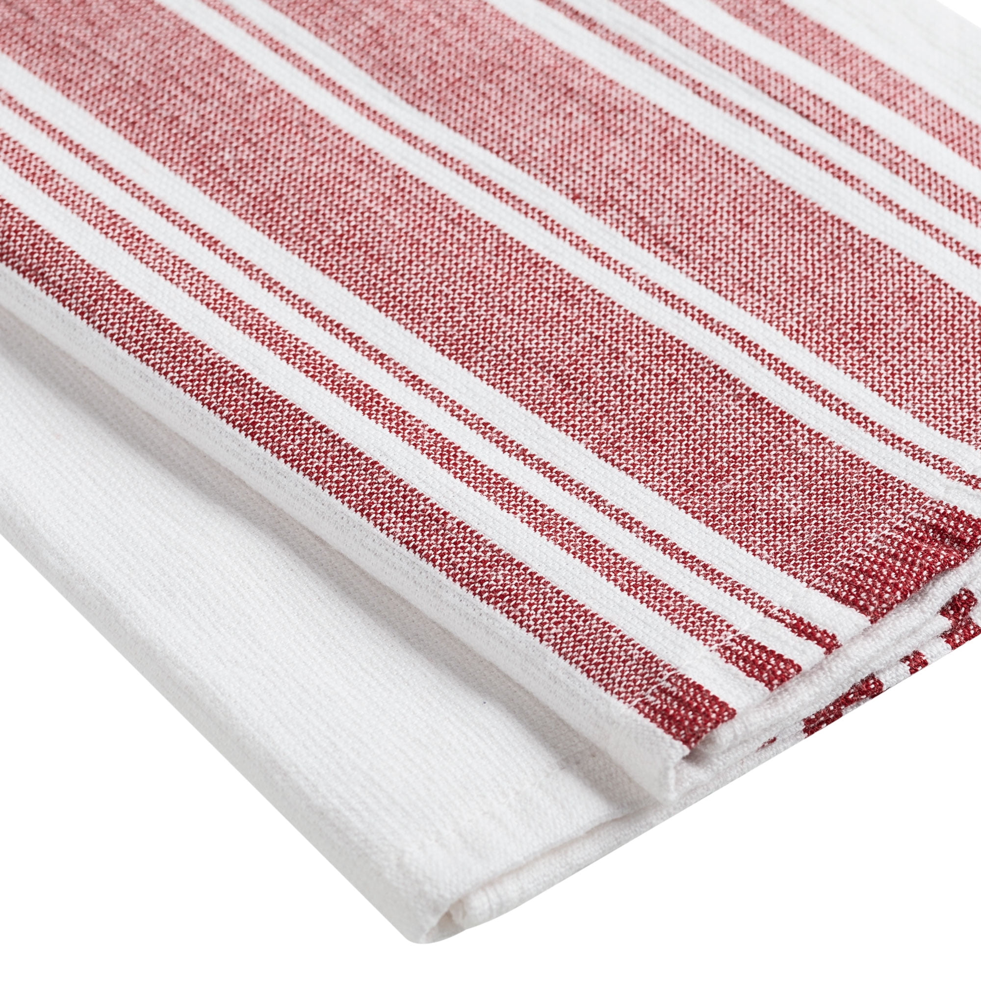 Large Kitchen Towels - Drill Weave Urban Red, Set of 3