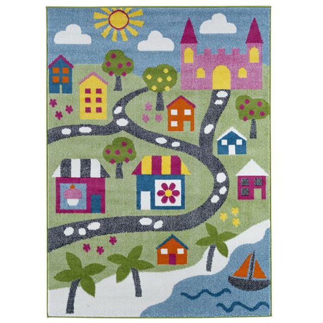 LR Resources WHIMS81281GBE5070 Whimsical Fairytale Indoor Rectangle Area Rug - Green & Blue