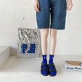 thumbnail image 3 of Calcetines japoneses para mujer, medias finas transpirables con flores cruzadas, calentador de piernas, disfraz de verano, 1 par, 3 of 4