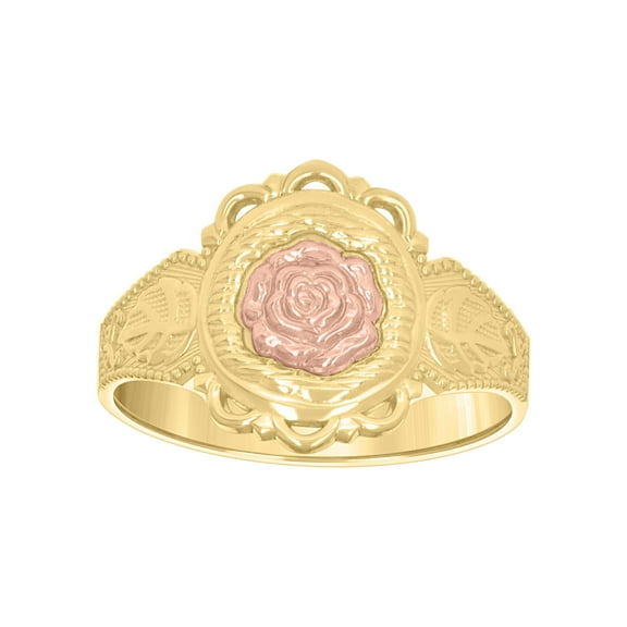 10kt Real Two-tone Gold Womens Flower Fashion Ring