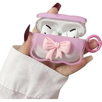 for AirPods Pro(2019 Release) Clear Case 3D Butterfly Bow Cute Earphone Case Women Girl Design for AirPods Case Pink,Soft Protective Cover for AirPods Pro