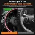 thumbnail image 3 of 1 Pack 15 Inches Elastic Stretch Leather Car Steering Wheel Cover, Bling Diamond Vehicle Decor Accessories for Most Vehicles, Pink, 3 of 12