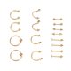 thumbnail image 4 of Juego de aretes para la nariz Bling Bling 16 piezas Acero inoxidable oro, 4 of 12