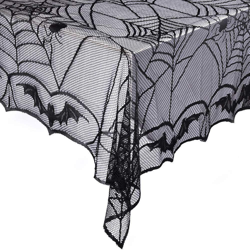 NEW Flocked Spider web tablecloth GOTHIC VAMPIRE black Halloween decoration chic 
