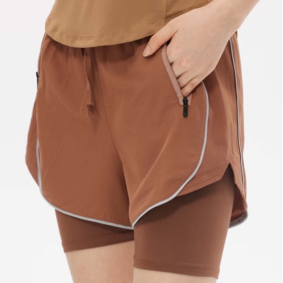 YueHuiYing Women's 2 in 1 Workout Shorts Gym Workout Yoga Running Biker Tennis Skirts Clothes Summer Coffee S
