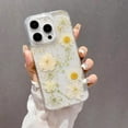 thumbnail image 2 of iPhone 14 Pro Flower Case,Clear Soft Flexible Rubber Pressed Dry Real Flowers Case Women Girls Glitter Floral Cover for iPhone 14 Pro -White, 2 of 18