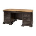thumbnail image 2 of Pemberly Row Executive Credenza Desk Writing Table With Wood Plank Top Brown, 2 of 11