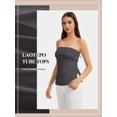 thumbnail image 4 of Strapless Tube Tops for Women Backless Going Out Bandeau Top Sexy Trendy Off Shoulder Side Split Summer Bustier Tops, 4 of 5