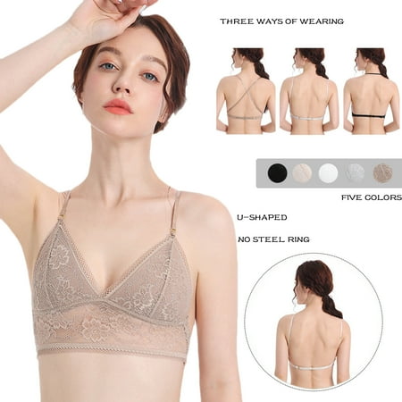 Itsame 1PC Bras for Women s Full Support Everyday Casual Bra Set Comfortable Tie Back Wireless Comfort Bralette Beige Size L