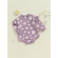 thumbnail image 6 of Aojekbee Baby Girl Sweatshirt Romper Flower Print Round Neck Long Sleeve Bubble Jumpsuit for Fall, 6 of 10