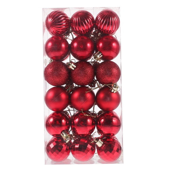 Worgeous 36pcs Red PVC Christmas Tree Hanging Balls Ornaments for Decoration and Sparkling Finish