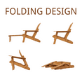 thumbnail image 6 of Pre-Assembled Outdoor Wooden Folding Adirondack Chair w/ Retractable Ottoman – Heavy Duty Solid Wood Patio Chair for Garden, Backyard, Pool & Firepit (350 lb Capacity), 6 of 11