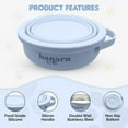 thumbnail image 6 of HANARA 2-in-1 Insulated Stainless Steel Dog Bowl with Extra Collapsible Lid and Handle for Dog Cat Pet | Non Slip Rubber Bottom | Portable, Great for Indoor, Outdoor| 30 OZ (Plus 20 oz) (Blue), 6 of 8