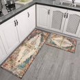thumbnail image 3 of Boho Light Brown Vintage Country Carpet Rugs and Mats Non Skid Washable Absorbent Microfiber Soft Kitchen Mat for Floor Set Of 2 Decor Stain Resistant 17"x47"+17"x30", 3 of 7