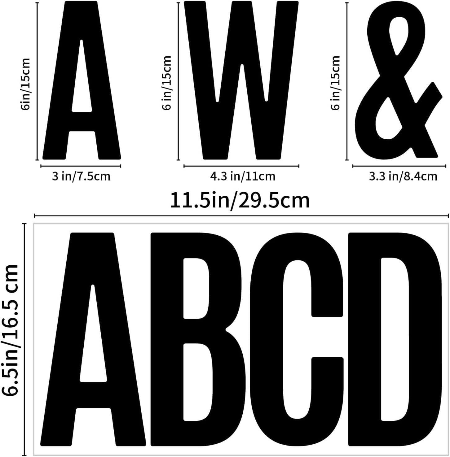 ABPETE 190 Pcs 35 Sheets Bulletin Board Letters for Classroom Large 6 Inch Alphabet Letter Stickers Self Adhesive Letters for Bulletin Board Display Home School(Black)
