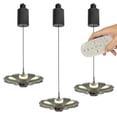 thumbnail image 1 of FSLiving Adjustable Height Track Pendnat Light H-Type Retractable Lift Track Pendnat Light by Remote Control with Stepless Dimming Flower Lamp for Kitchen Island Restaurant Dining Room,Grey - Set of 3, 1 of 7