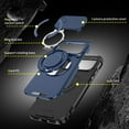 thumbnail image 5 of 360° Rotatable + 100° Fold Ring Stand Slim Fit Case for iPhone 17 Pro Max, with Sliding Camera Cover Shockproof Drop Protection Matte Hybrid Phone Cover, Support Magnetic Car Mount, Blue, 5 of 10