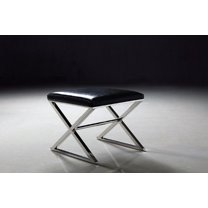 Pasargad Luxe Collection Faux Leather Bench Black