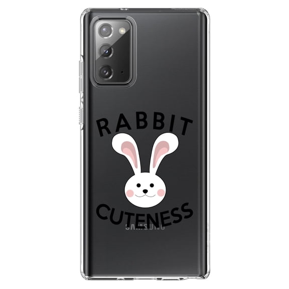 DistinctInk Clear Shockproof Hybrid Case for Samsung Galaxy Note 20 (6.7" Screen) - TPU Bumper Acrylic Back Tempered Glass Screen Protector - Rabbit Cuteness - Bunny Ears
