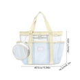 thumbnail image 3 of VORJELT Waterproof PVC Beach Tote Bag with Detachable Zipper Pouch, Striped Design, Large Capacity for Pool, Gym, Travel Beige, 3 of 6