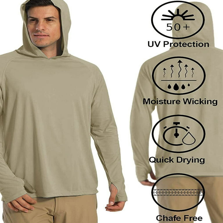 Upf 50+ Men Fishing Hoodies Tops Outdoor Long Sleeve Sun Skin Protection  Shirts
