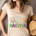 thumbnail image 4 of Maestra Teacher T-Shirt, Floral Spanish Traits Design, Bilingual Educator Gift Tee, Navy, Size S, 4 of 6
