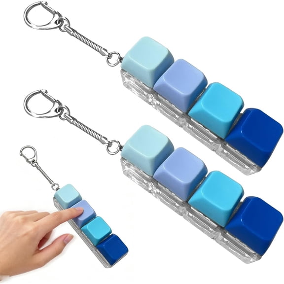 2PCS Keyboard Fidget Toy – Portable 4 Keys Fidget Keyboard Keychain – Stress Relief Clicky Toy for Adults & Teen – Fun Keyboard Clicker Toy for Decompression and Focus