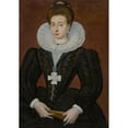 thumbnail image 2 of François Quesnel 11x14 Black Ornate Wood Framed Double Matted Museum Art Print Titled: Portrait of a French Noblewoman, 2 of 5