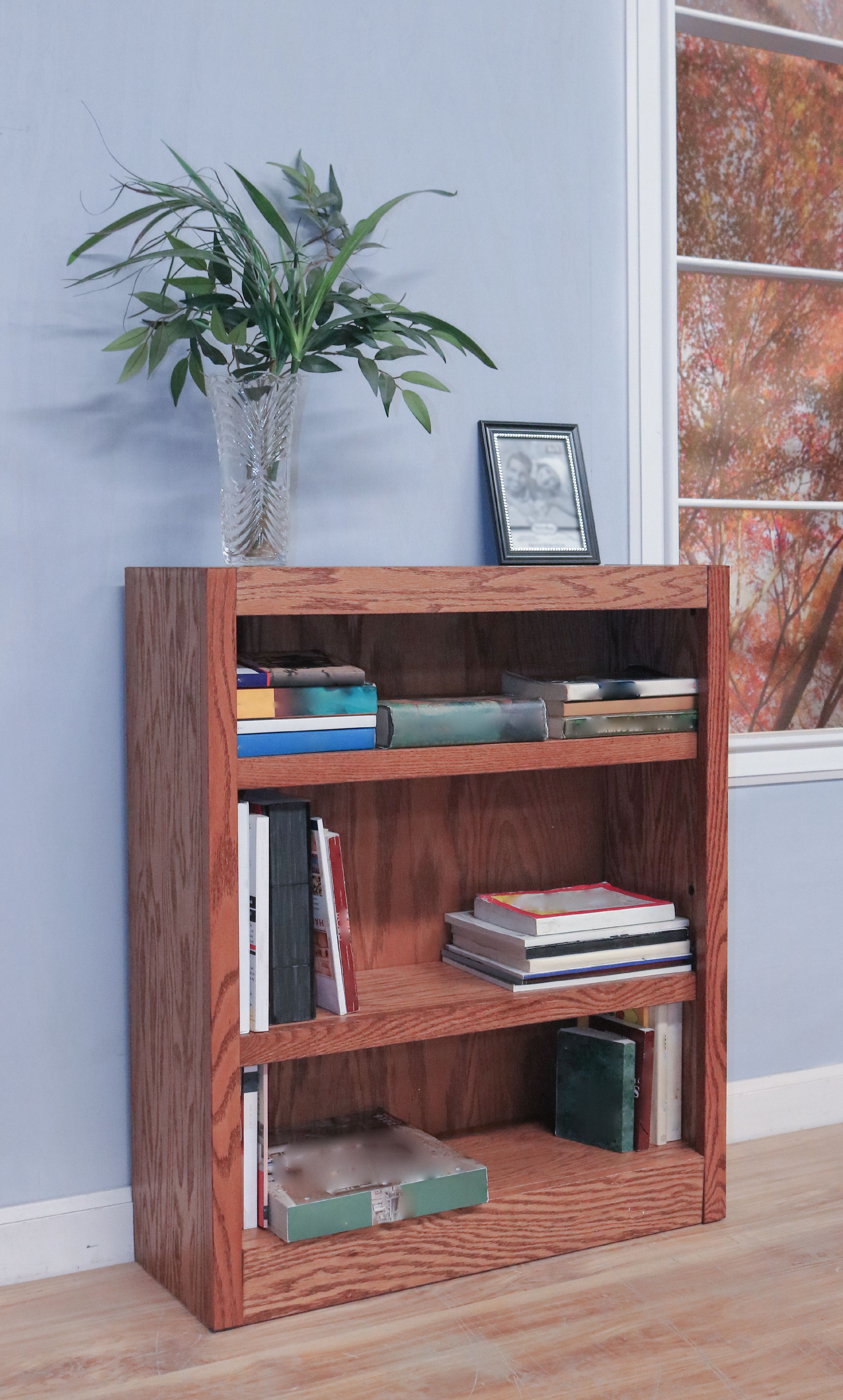 Concepts in Wood 3 Shelf Wood Bookcase, 36 inch Tall - Oak Finish - image 4 of 6