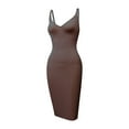 thumbnail image 2 of Teyfeniy Plus Size Bodycon Dress for Women Summer Halter Slim Shift Midi Dress V Neck Solid Color Fashion Casual Sleeveless Going Out Fashion Evening Party Outfit Short Dress, XL to XXL, 2 of 5