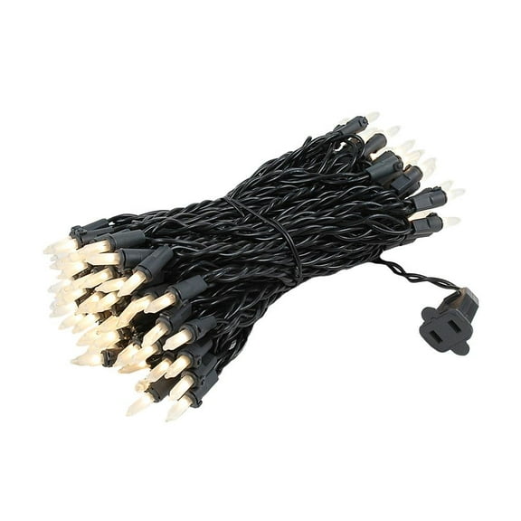 Novelty Lights Frosted White 100 Light Incandescent Mini Christmas String Lights Black Wire 50 Feet