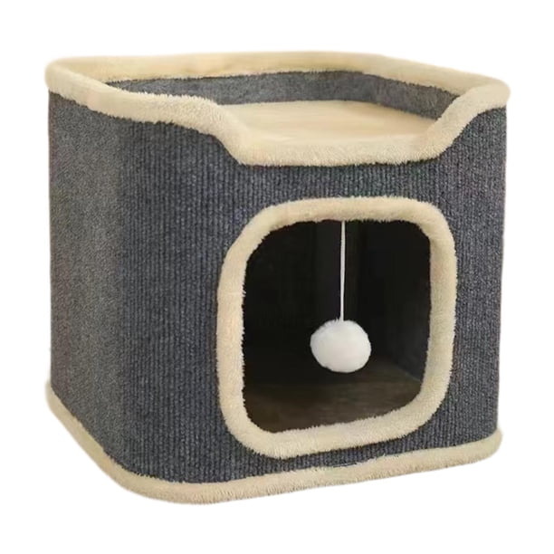 Cama para gatos, cueva grande para gatos, juguete de juego interactivo, suministros para mascotas, condominios en forma de cubo para gatos, casa Una sola capa