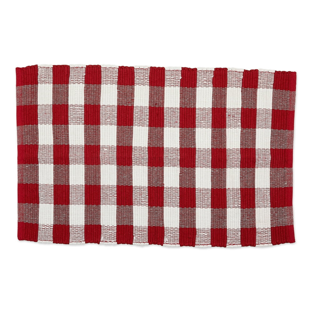 DII Red White Buffalo Check Rag Rug 24 X 36 Walmart dii-red-white-buffalo-check-rag-rug-24-x-36-walmart