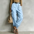 thumbnail image 5 of Levmjia Women's High Waisted Cargo Pants Wide Leg Loose Fit Trousers with Pockets Solid Color Casual Long Pants, 5 of 6