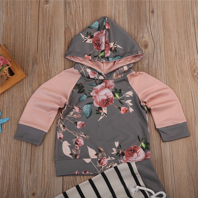 Baby Girls Floral Cardigan Top Striped Leggings Clothing Sets