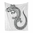 thumbnail image 1 of Salamander Soft Flannel Fleece Throw Blanket, Close Shot Illustration of a Detailed Exotic Lizard in a Crown, Cozy Plush for Indoor and Outdoor Use, 50" x 70", Charcoal Grey and White, by Ambesonne, 1 of 5