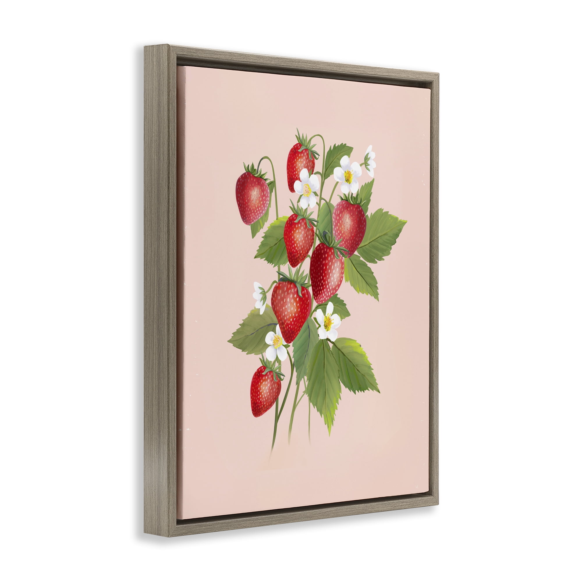 Stupell Industries Cottage Garden Strawberries Brown Framed Floater Canvas Wall Art, design by Diane Neukirch