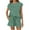 Green, variant on 2 Piece Outfit Sets for Women Crewneck Short Sleeve Casual Summer Shirt and Cargo Elastic Waist Drawstring Shorts Suits Solid Color Lounge Pajamas Set