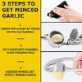 thumbnail image 5 of Premium Garlic Press, Garlic Mincer Set of 3 with Silicone Roller Peeler & Cleaning Brush - Gloss Silver, 5 of 8