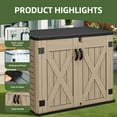 thumbnail image 4 of Craftian Outdoor Horizontal Storage Shed with X-Shaped Lockable Door, 35 Cu Ft Weather Resistant Resin Tool Shed, Brown, 4 of 8