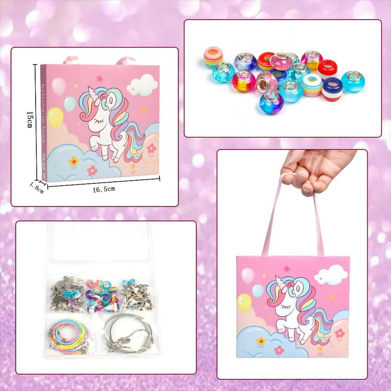 Herbsasy Cute Unicorn Crystal Bracelet DIY Kit Jewelry Making Beading Craft Gift for Unicorn Girl, Size: Small