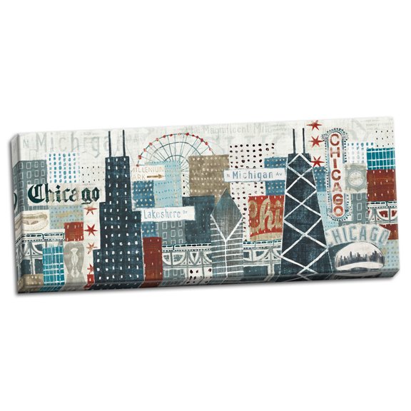 Gango Home Decor Eclectic Hey Chicago Crop by Michael Mullan (Ready to Hang); One 20x8in Hand-Stretched Canvas