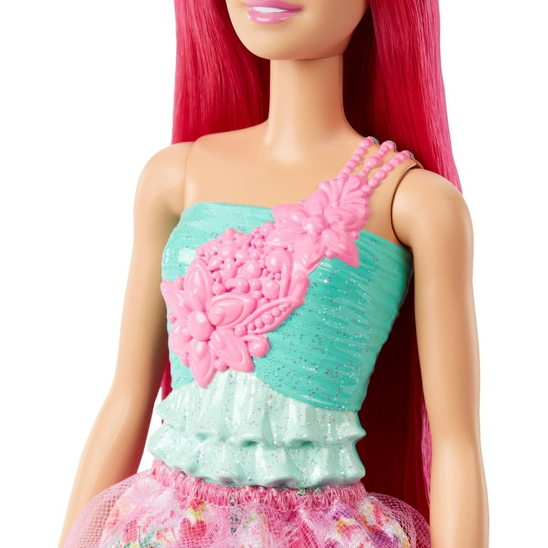 Barbie Dreamtopia Royal Doll with Dark-Pink Hair Wearing Removable Skirt,  Shoes & Headband