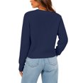 thumbnail image 3 of Women's Bow Tie Front Sweater Long Sleeve Crew Neck Knit Pullover Cardigan, M, 3 of 5